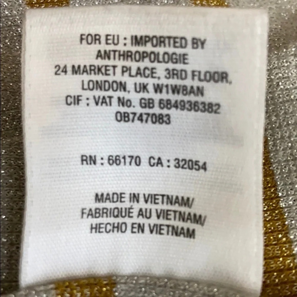 Anthro Vanessa Virginia Striped Metallic Top - S - Picture 8 of 8